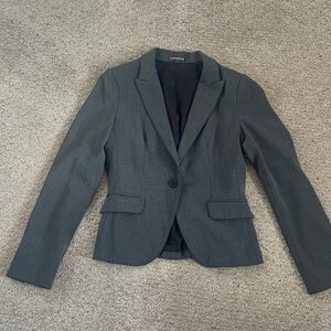 Express Women's Charcoal Blazer | Slim Fit | Padded Shoulders